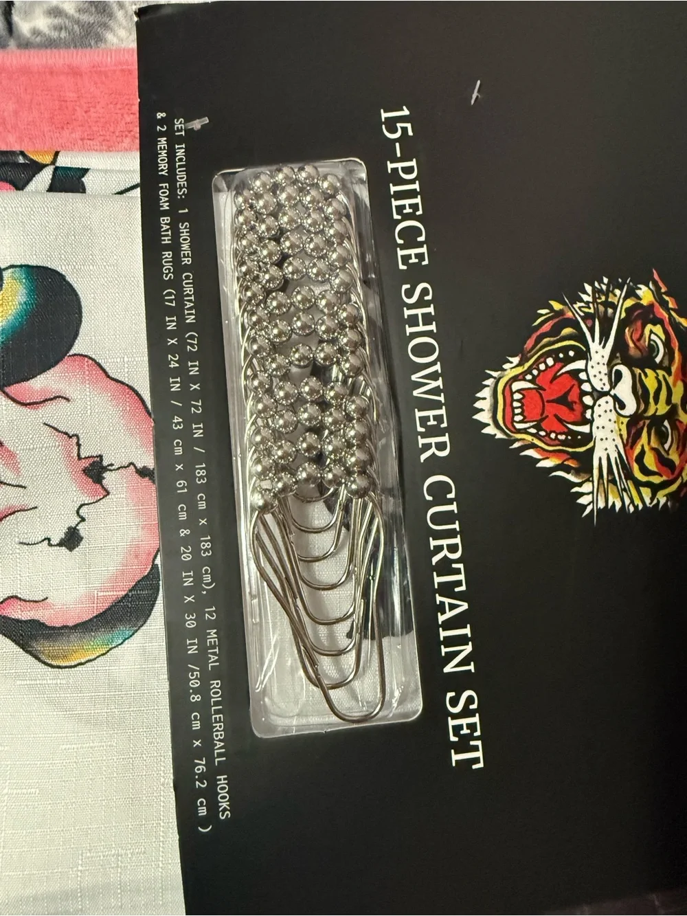 Ed Hardy Skull & Snake Shower Curtain Set in Pink